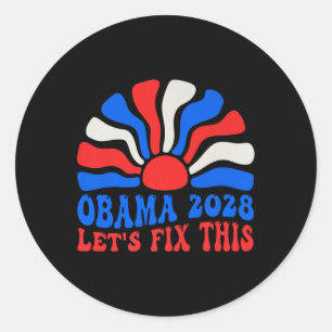 Obama Retro Vintage Us Flag Patriotic 2028 Protest Classic Round Sticker