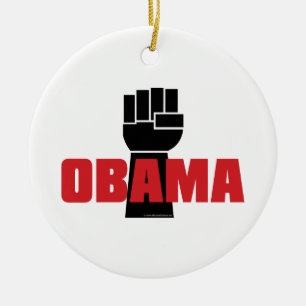 Obama Right On Raised Black Fist Ornament