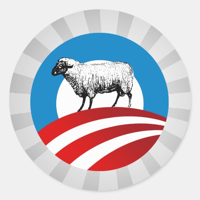 OBAMA SHEEP CLASSIC ROUND STICKER (Front)