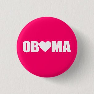 "'OBAMA' SPELLED WITH HEART" 3 CM ROUND BADGE
