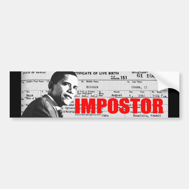 Obama the Impostor Bumper Sticker (Front)