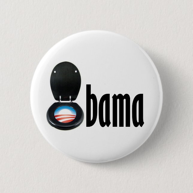Obama (toilet) 6 cm round badge (Front)