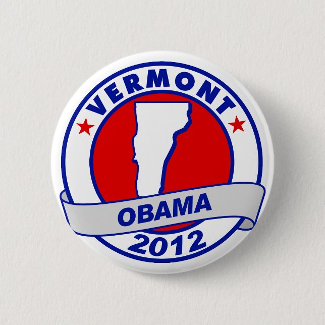 Obama - vermont 6 cm round badge (Front)