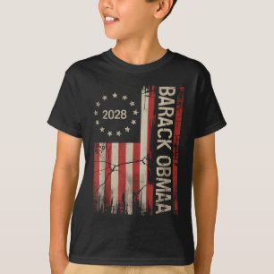 Obama Vintage President 2028 Obama Retro Flag Amer T-Shirt