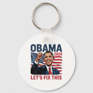 Obama Vintage Retro Patriotic 2028 Political Prote Key Ring