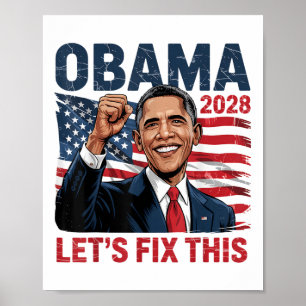 Obama Vintage Retro Patriotic 2028 Political Prote Poster