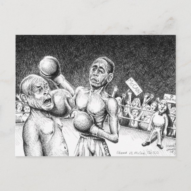 Obama vs. McCain, the K.O. Postcard (Front)