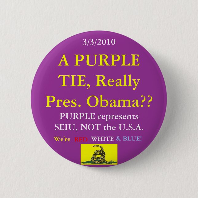 Obama Wears SEIU Purple 6 Cm Round Badge (Front)