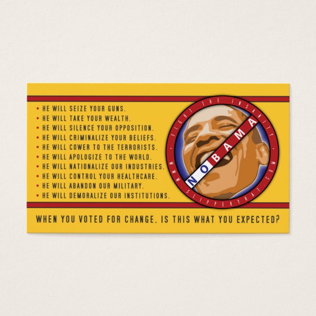 Obama "When You Voted for Change..." Business Card (Front)
