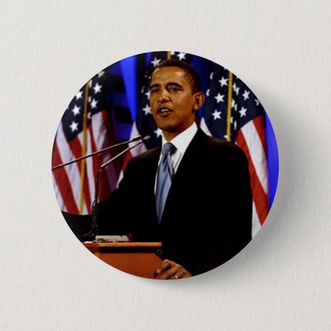 Obama-With Flags 6 Cm Round Badge (Front)