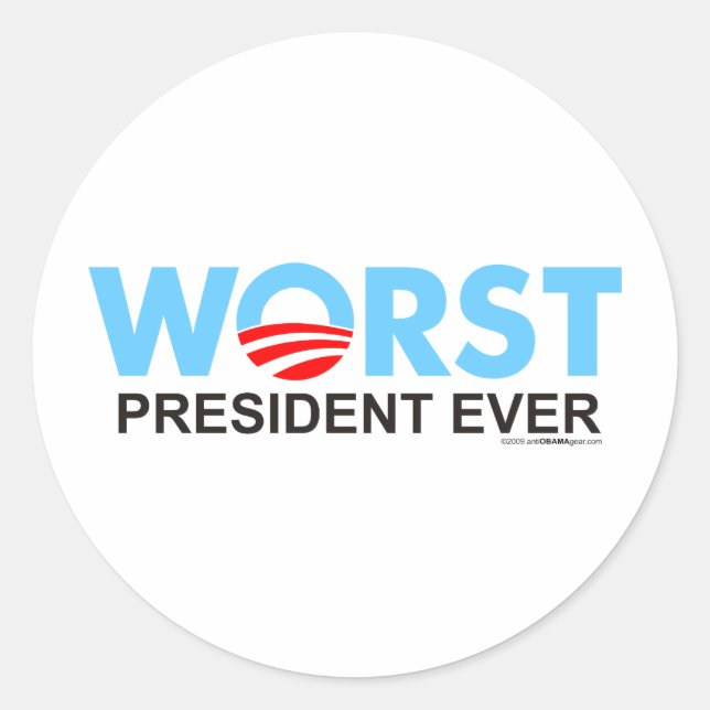 Obama WorstEver Classic Round Sticker (Front)