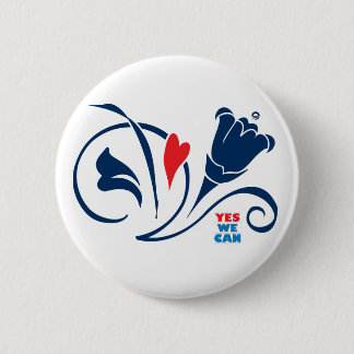 Obama - Yes We Can, Love Blossoms Button, round 6 Cm Round Badge