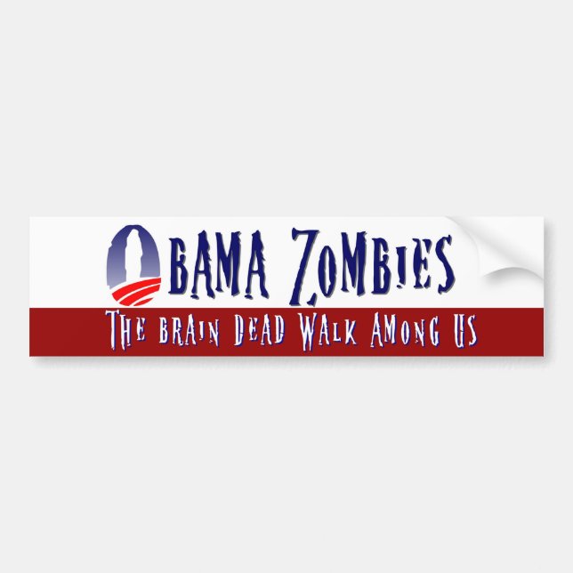 Obama Zombie Bumper Sticker Red (Front)