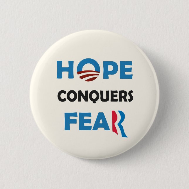 Obama's HOPE conquers Romney's FEAR 6 Cm Round Badge (Front)