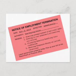 Obama's Pink Slip Postcard