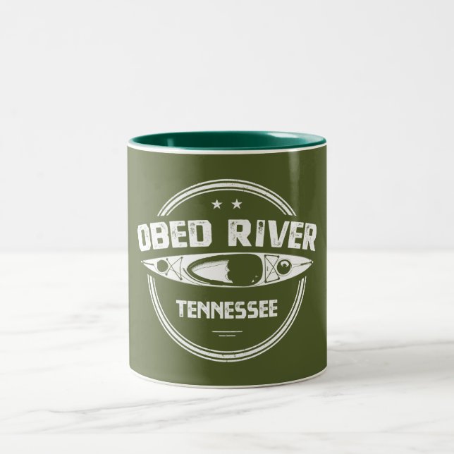 Obed River Tennessee Kayaking Two-Tone Coffee Mug (Center)