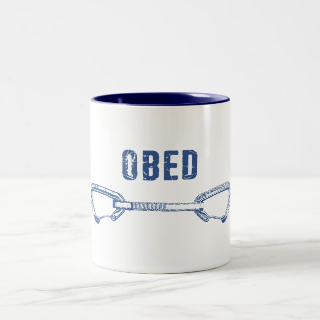Obed Rock Climbing Quickdraw Two-Tone Coffee Mug (Center)