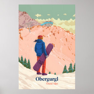 Obergurgl Snowboarding Travel Poster