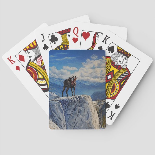 Oberhalsi Pack Goat in Idaho Mountains/cartooned Playing Cards (Back)
