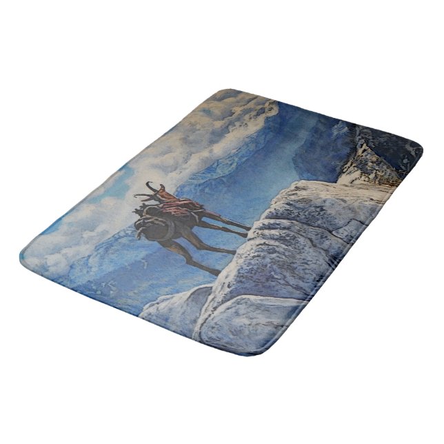 Oberhalsi, pack goat in the mountains bath mat (Angled)