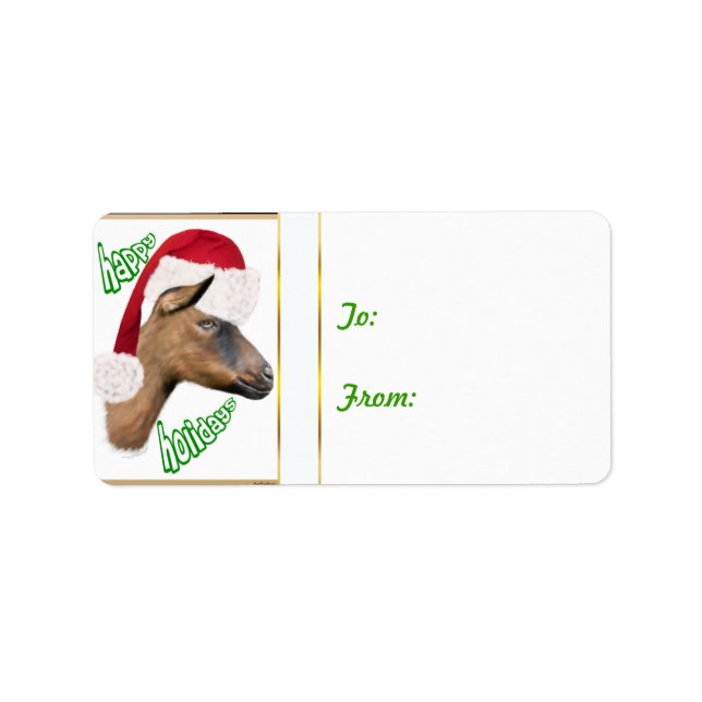 Oberhasli Goat  Christmas Gift Tag Sticker (Front)
