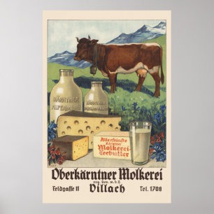 Oberkärntner Molkerei Austria Vintage Poster 1930