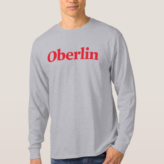 Oberlin Long-Sleeve Grey T-Shirt (Front)