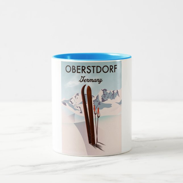 Oberstdorf Germany ski art. Two-Tone Coffee Mug (Center)