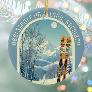 Oberstdorf im Allgäu Deutschland ski souvenir  Ceramic Tree Decoration