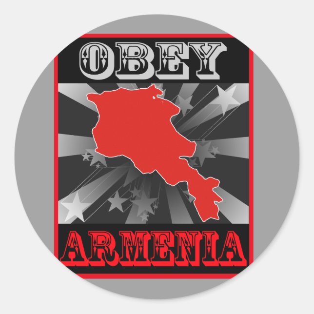 Obey Armenia Classic Round Sticker (Front)