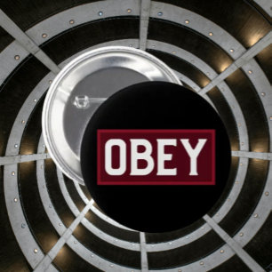 OBEY Red Box Typography Button – Bold Streetwear