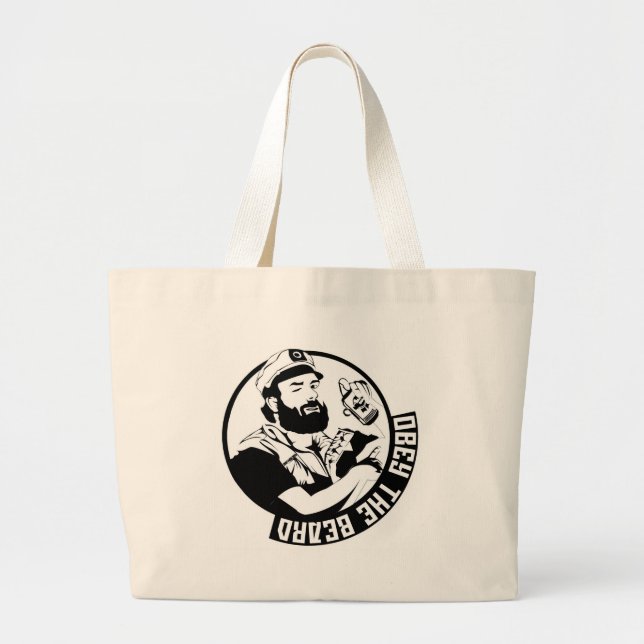 Obey the Beard Large Tote Bag (Front)