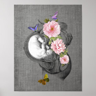 OBGYN Anatomy Floral Art Womb Baby Decor Print 2