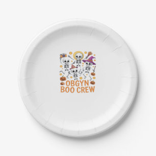 OBGYN Boo Crew Nurse Skeleton Dancing Halloween Sp Paper Plate