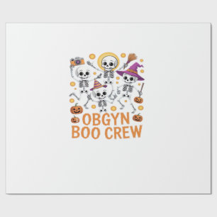 OBGYN Boo Crew Nurse Skeleton Dancing Halloween Sp Wrapping Paper