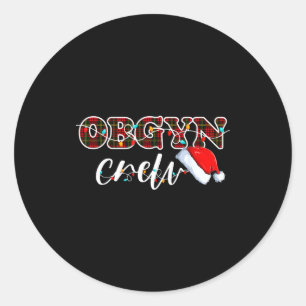 Obgyn Crew Christmas Lights Santa Hat  Classic Round Sticker