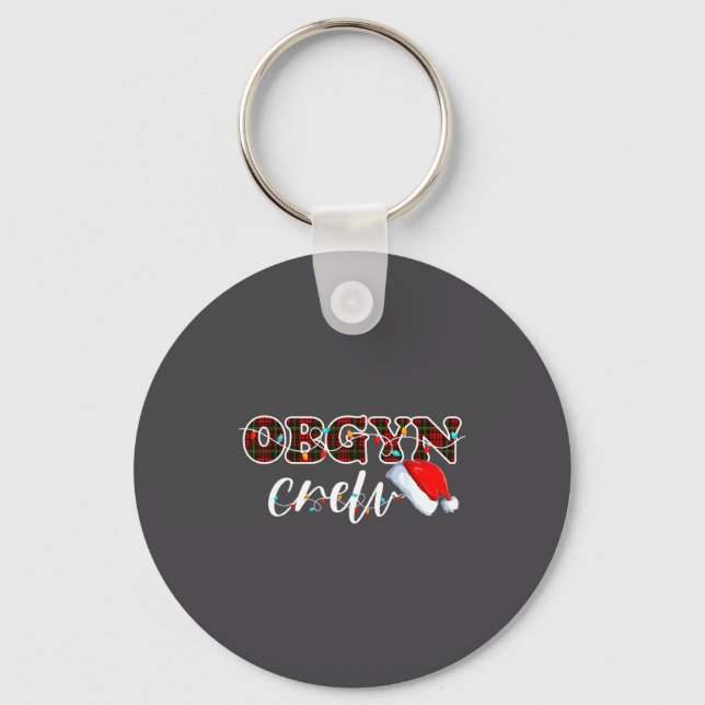 Obgyn Crew Christmas Lights Santa Hat  Key Ring (Front)