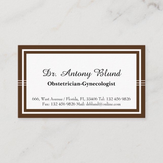 OBGYN Doctor Obstetrician Gynaecologist  Elegant Business Card (Front)