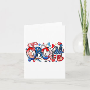 Obgyn Nurse America Flag 4th Of July Independence  Card