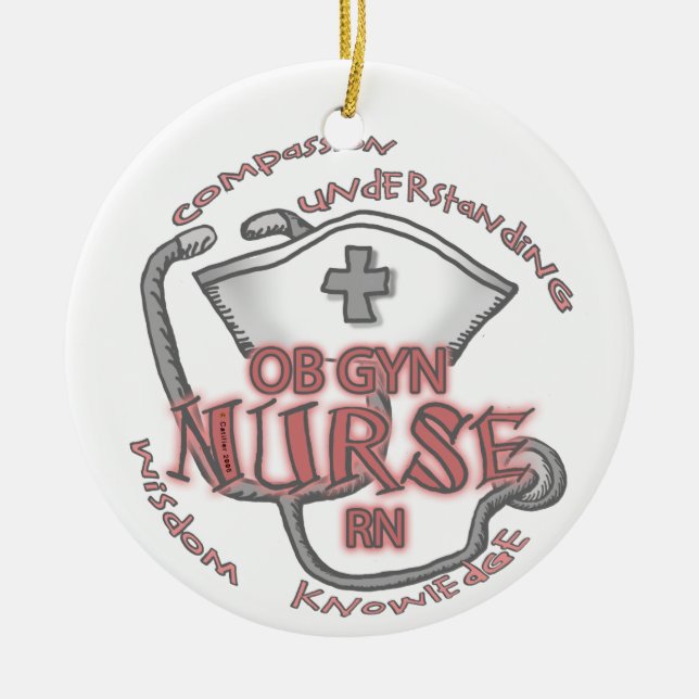 ObGyn Nurse Axiom Ceramic Tree Decoration (Front)