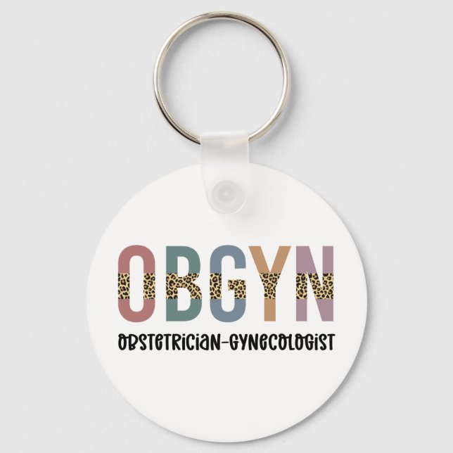 OBGYN Obstetrician Gynaecologist Leopard Print Key Ring (Front)