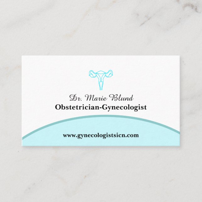 OBGYN Teal Modern Elegant w/ QR code Calling Card (Front)