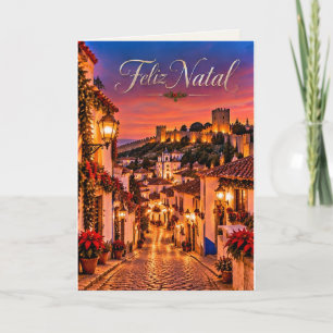 Óbidos Portugal Feliz Natal Christmas Design 02 Holiday Card