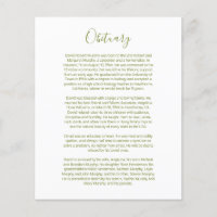 Obituary Insert Card