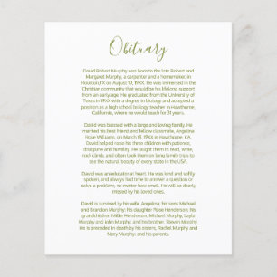 Obituary Insert Card