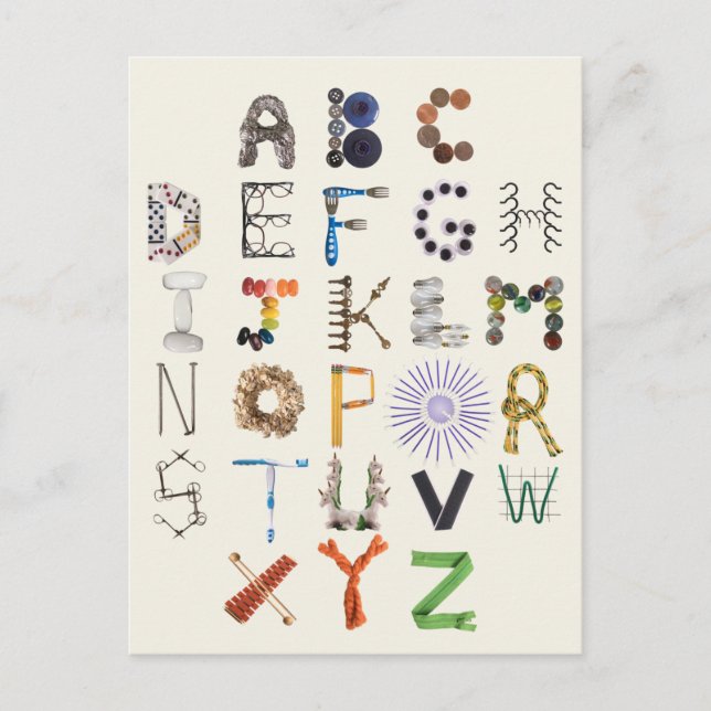 Object Alphabet Postcard | Back to School ABC Art (Front)