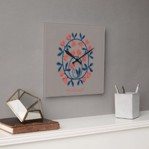 objet_17_a swan in flowers square wall clock