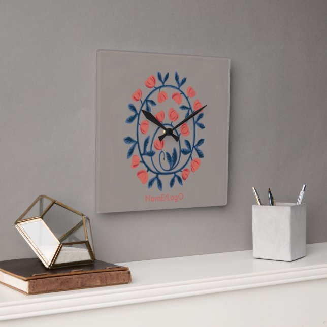 objet_17_a swan in flowers square wall clock (Office)