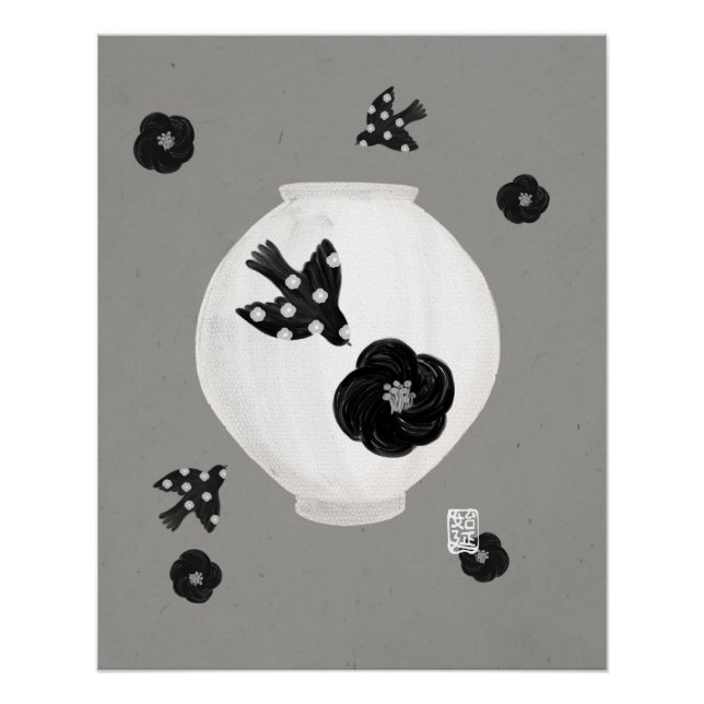 objet_22_camellia,bird and pottery glossy poster (Front)