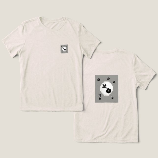 objet_22_camellia,bird and pottery t-shirt Tri-Blend shirt (Design Front & Back)